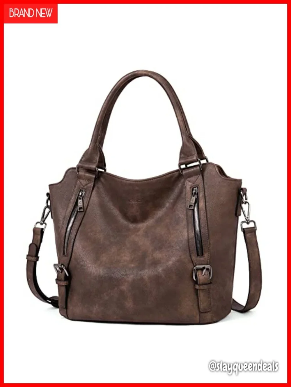 Large Vegan Leather Hobo Bag with Multiple Pockets, Adjustable Strap